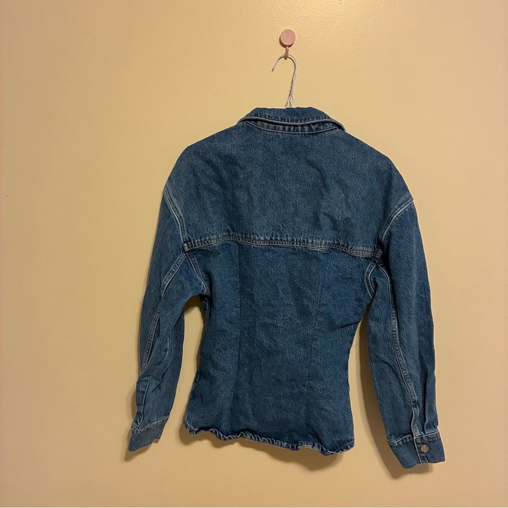 Zara Denim Shirt Jacket in Vintage Inspired Blue Denim Size Medium - Picture 8 of 8
